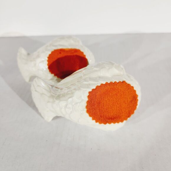 Vtg Tealight Candle Holder Pair Turkey Bird White Lusterware Pearlescent *Chip - Picture 12 of 15